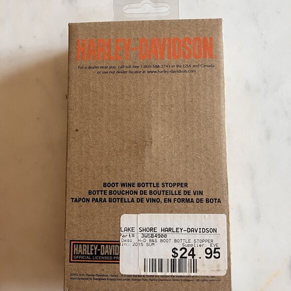 Harley-Davidson Boot Wine Bottle Stopper Black Officially Licensed - Picture 4 of 6